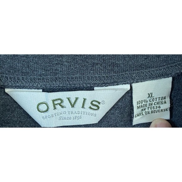Orvis Mens XL Long Sleeve Mock Neck Pullover Shirt Gray Outdoor Hiking Baselayer - Picture 3 of 6
